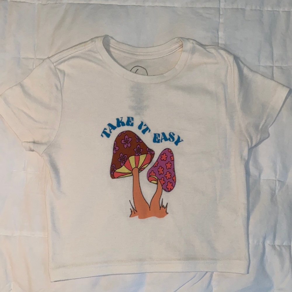 NWOT White Mushroom Crop Top